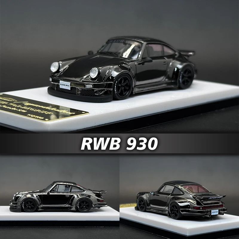 

MC In Stock 1:64 RWB 930 Whale Wing Chrome Gray Diecast Diorama Car Model Collection Toys