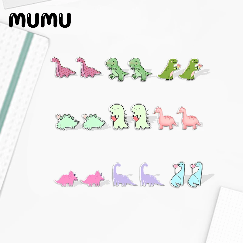 2020 New Valentine's Day Dinosaur Acrylic Stud Earring Love Animal Earrings Resin Epoxy Jewelry Gifts Fans