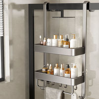 Black Hanging Bath Shelves Bathroom Shelf Organizer Nail-free Bathroom Basket Holder Shampoo Holder Storage Shelf Rack