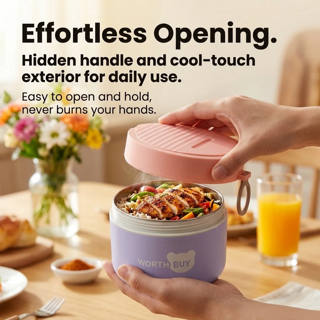 304 Stainless Steel Thermal Lunch Box Kids School Bento Box Microwave Food Storage Container Leakproof Soup Thermos with Cutlery view 5