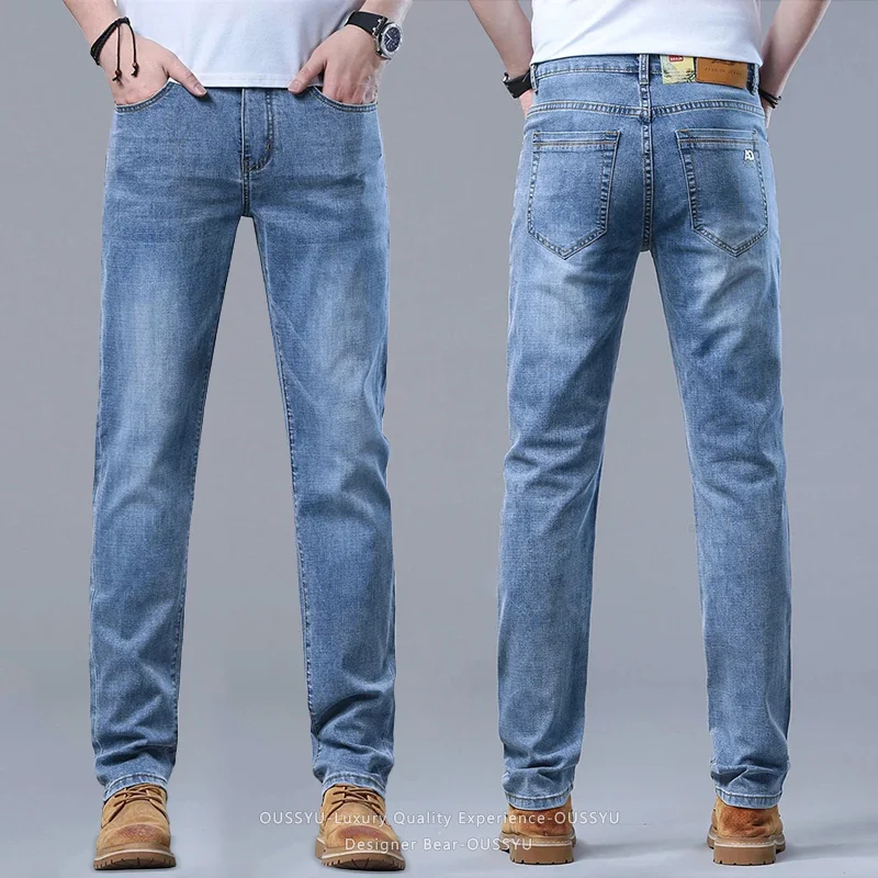 Good Quality Brand Clothing Spring Summer Straight Jeans Men's Korean Elastic Casual Denim Pants Youth Business Daily Trousers