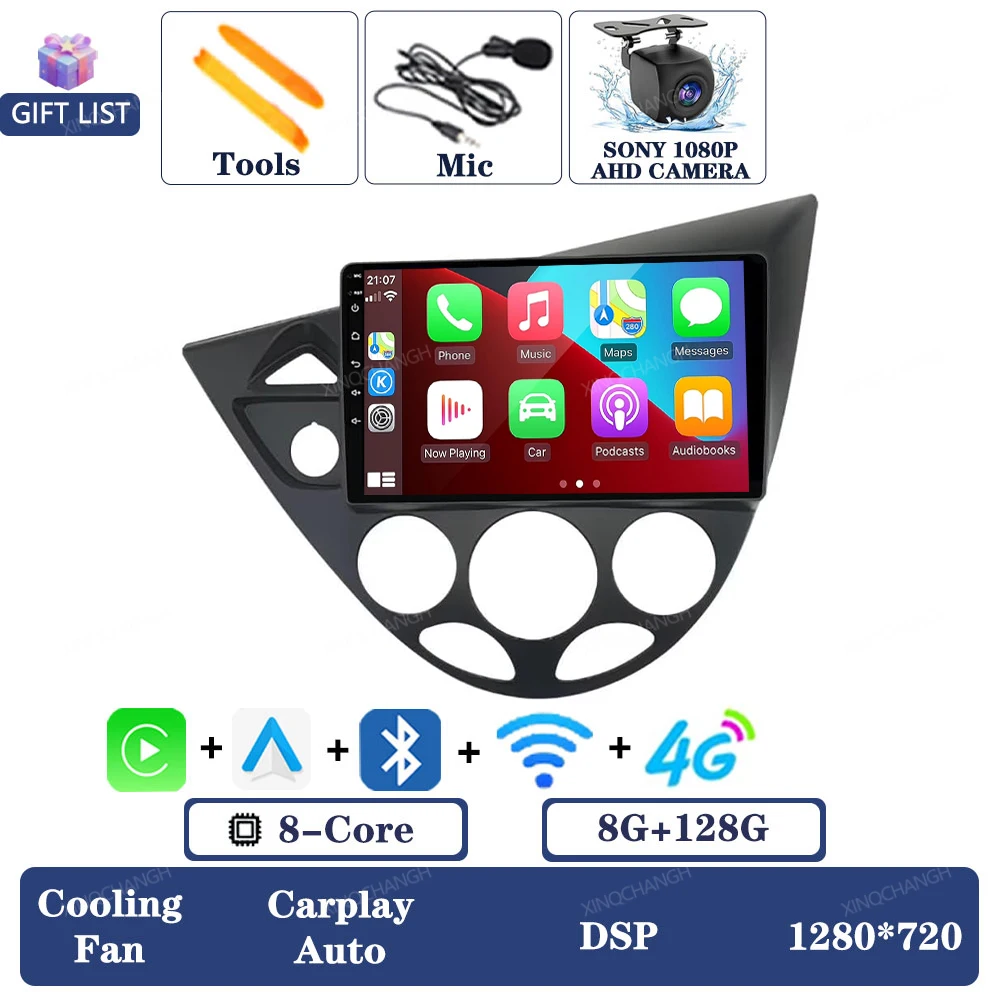 Android 16 autoradio voor Ford Fiesta 1995 - 2001 Focus MK1 1998 - 2004 Navigatie 2DIN Qualcomm QLED Head Unit GPS Carplay Auto