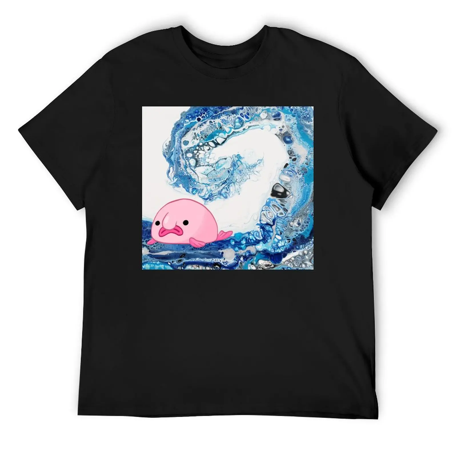 

Abstract wave and a blobfish T-Shirt Funny t-shirts custom t shirt blue lock mens clothing