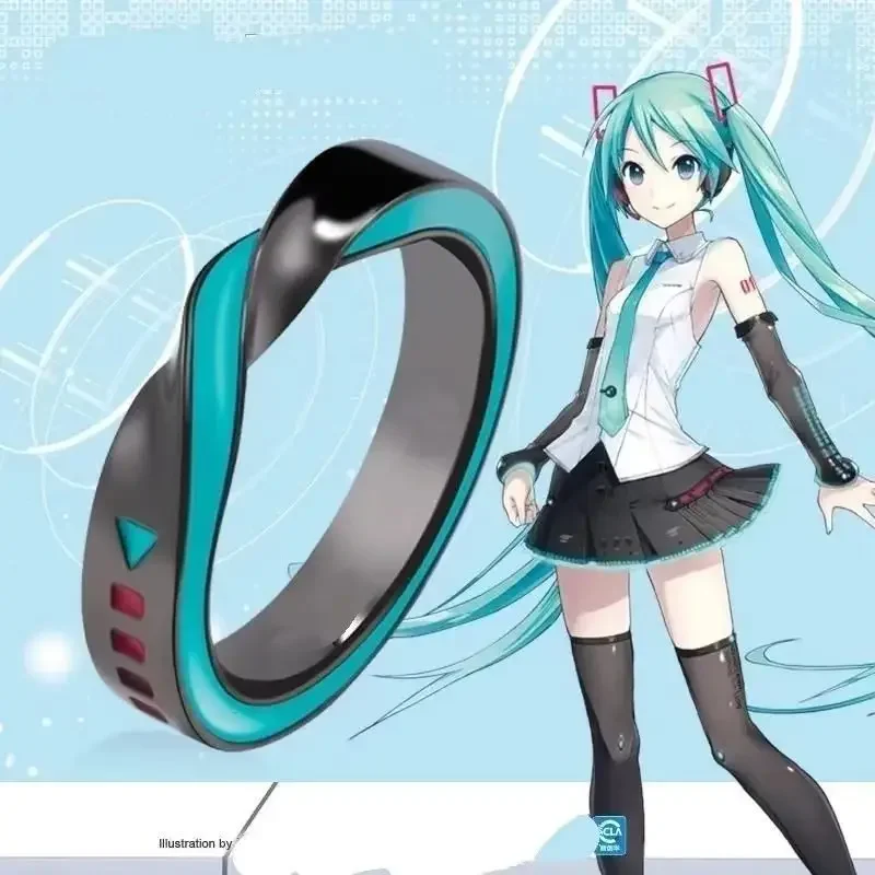 

New Hatsune Miku Ins Anime Peripheral Couple Ring Jewelry S925 Silver Opening Adjustable Ring Niche Light Luxury AccessoriesGift