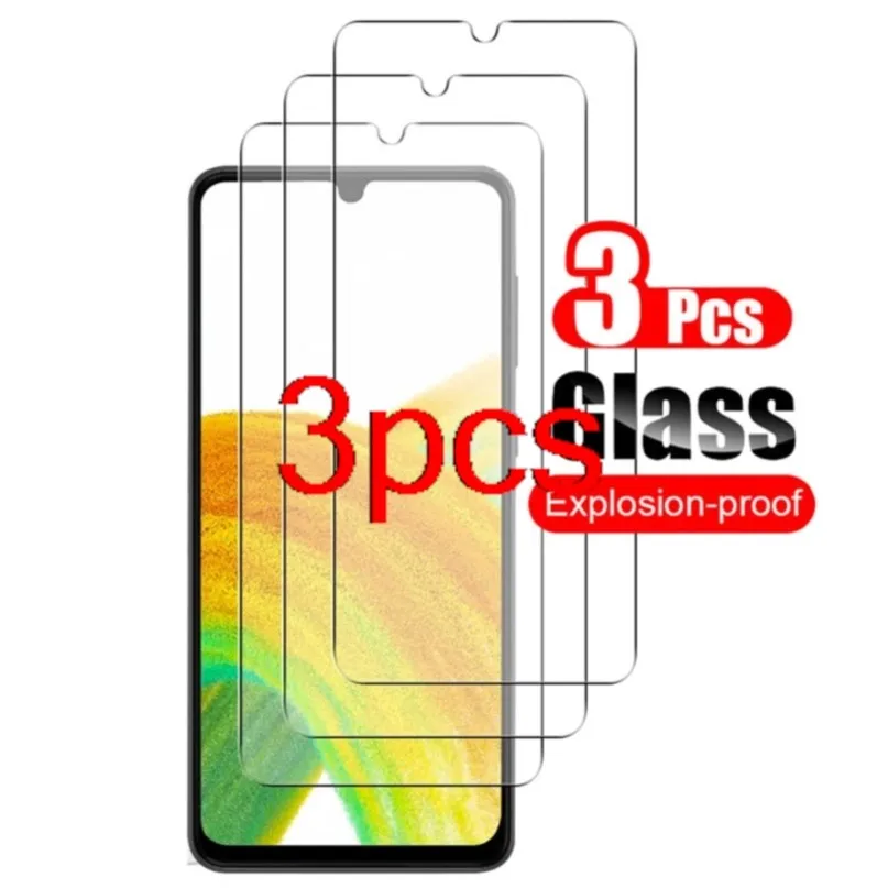 3pcs clear tempered glass on for samsung galaxy a34 a33 a32 5g a31 a30 a30s a03 core a03s screen protector phone protect guard