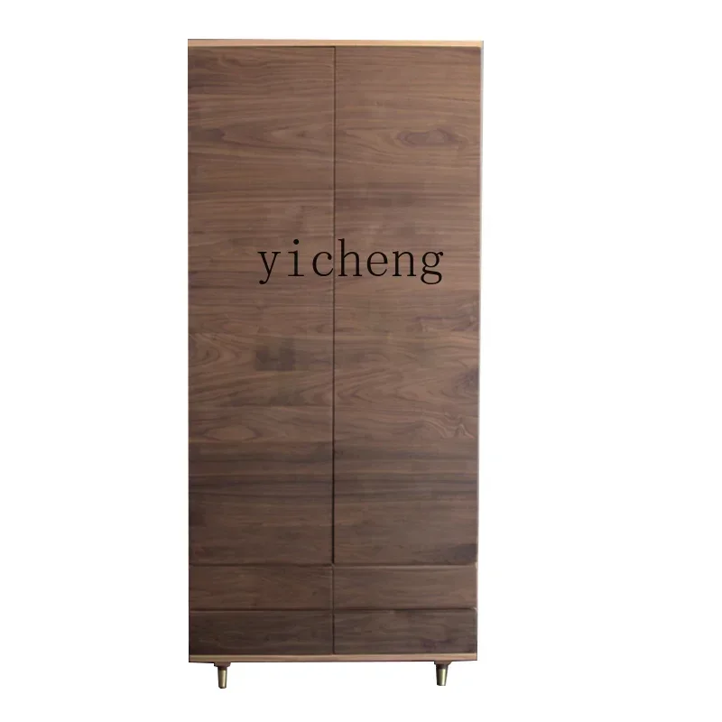 Cherry Wood Wardrobe Color Matching Log Solid Wood Black Walnut Wardrobe Red Oak Bedroom CabinetD17