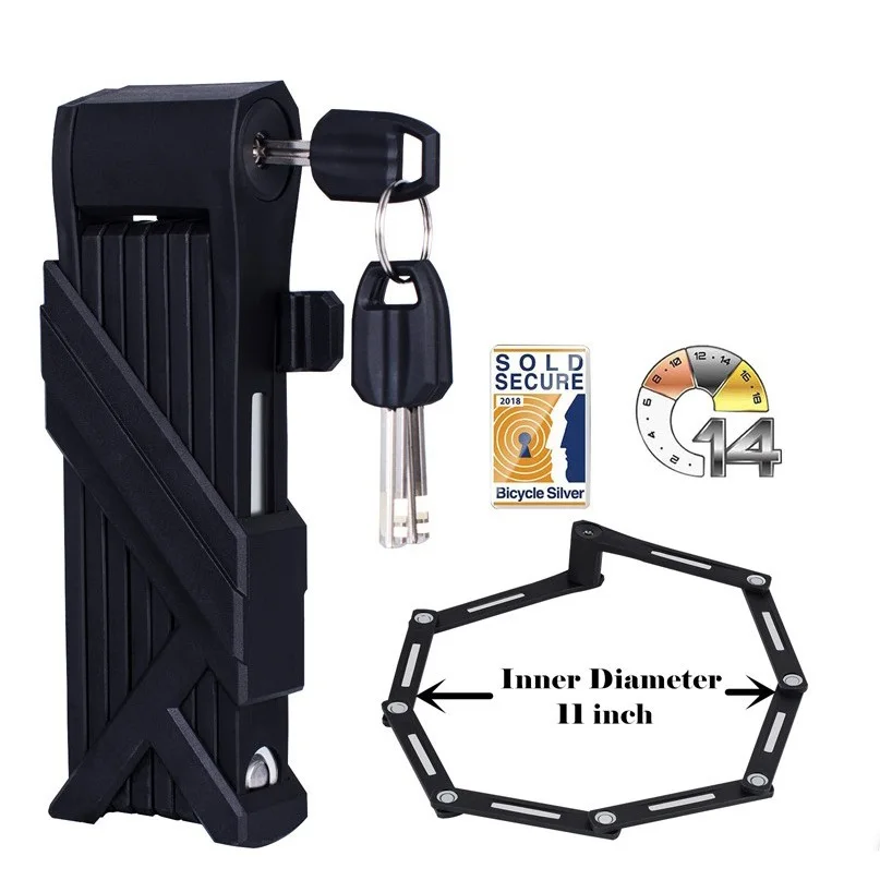

Велосипедный замок с ключом Складной замок для электрического скутера Ebike Безопасный складной замок для электрического велосипеда