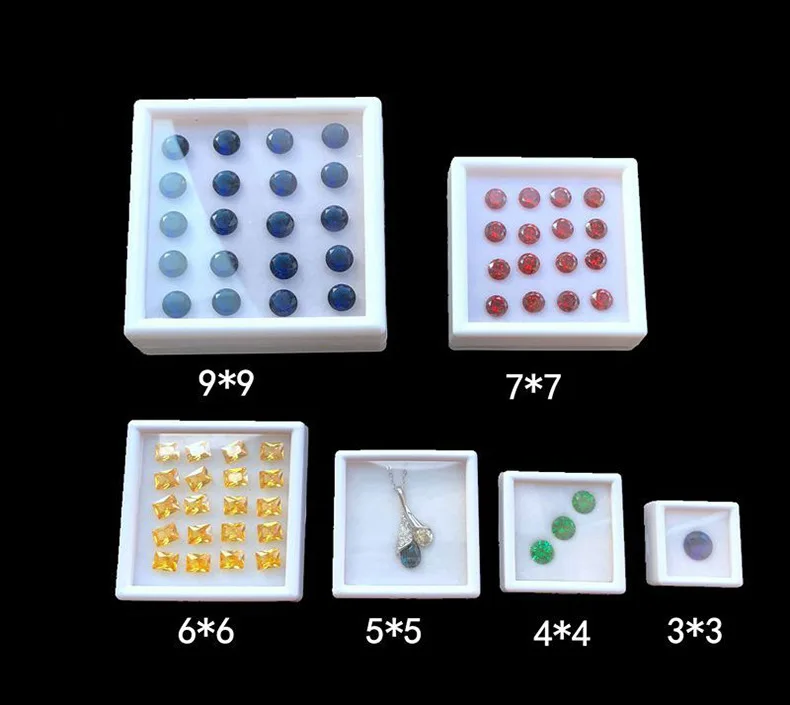10Pcs/lot Wholesale Gemstone Storage Display Box Loose Diamond Jewelry Organizer Case Pendant Holder Acrylic Glass Top Gem Jars