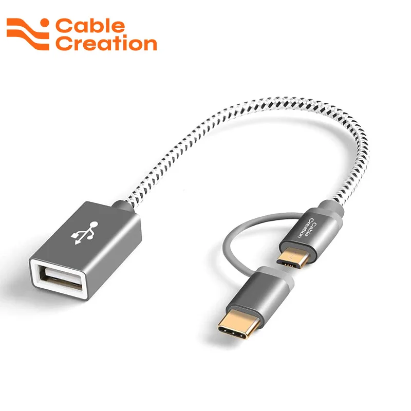 CableCreation-Cable OTG 2 en 1 para Gamepad, adaptador hembra, convertidor para cámara de disco Flash, USB 2,0, tipo C, Micro USB a USB 2,0