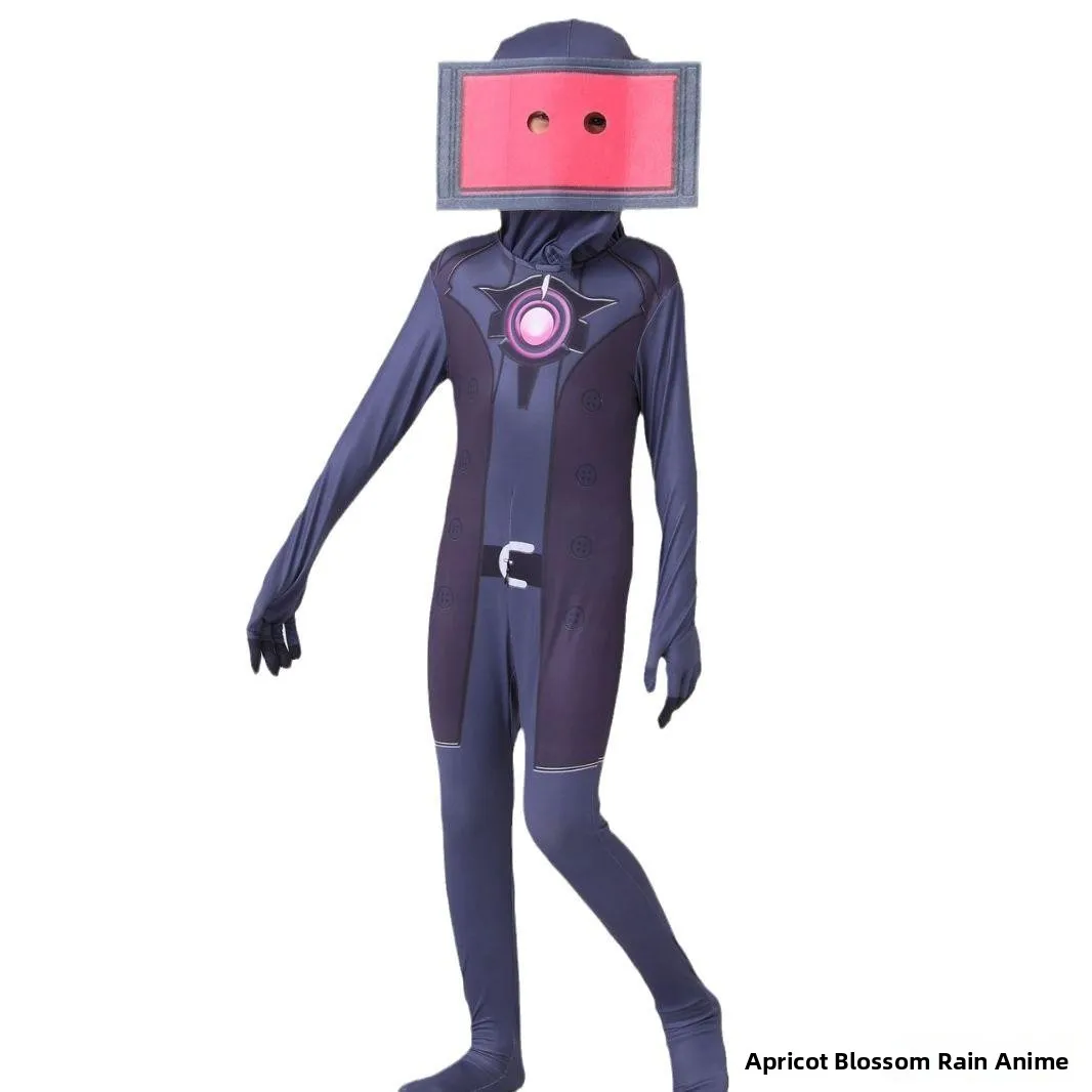 زي تنكري لهالوين على شكل سكيبيدي5، بدلة للأطفال على شكل رجل الشاشة ضد رجل المرحاض، زي ضيق قطعة واحدة للعروض المسرحية