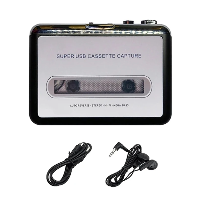 Portable Tape Player Portable Walkman Stereo USB Cassette to MP3 Converter with 3.5mm Socket Tape Cassette Player