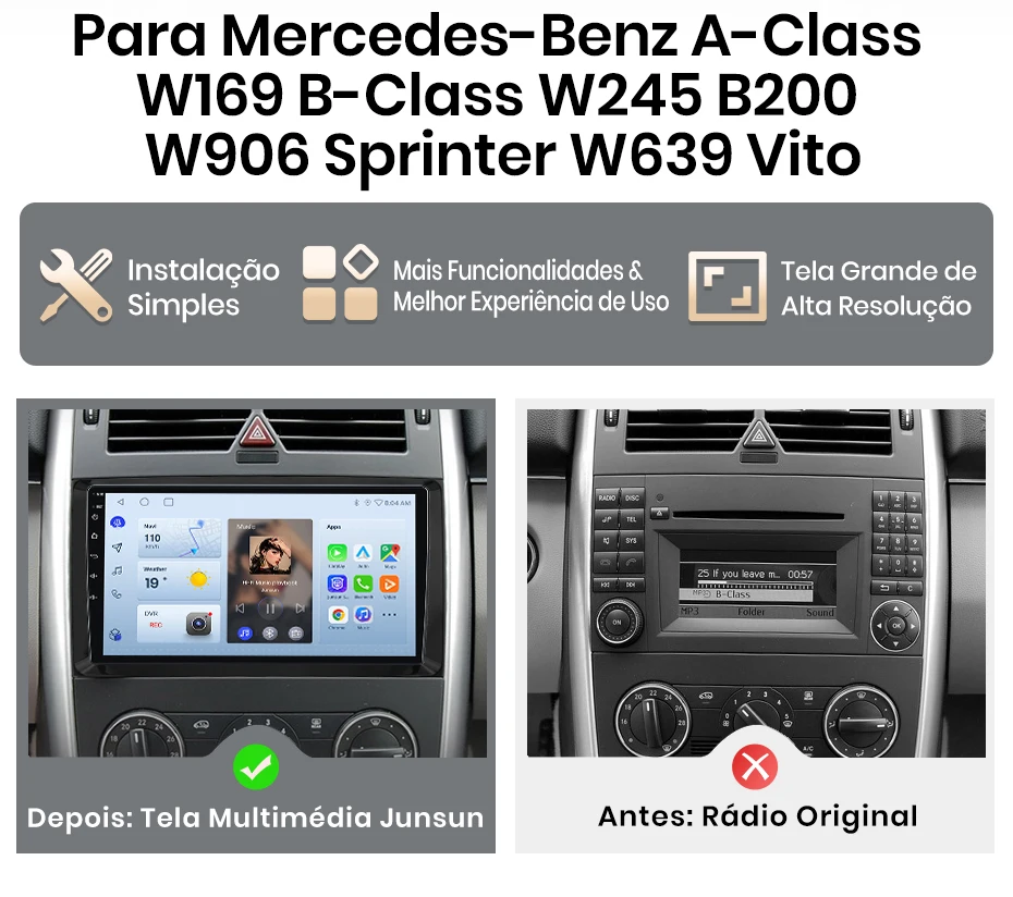 Junsun 8-Kern Radio Carplay Android Auto Autoradio für Mercedes Benz W169 W245 B200 W906 Sprinter W639 Vito GPS Multimedia – Detail 6
