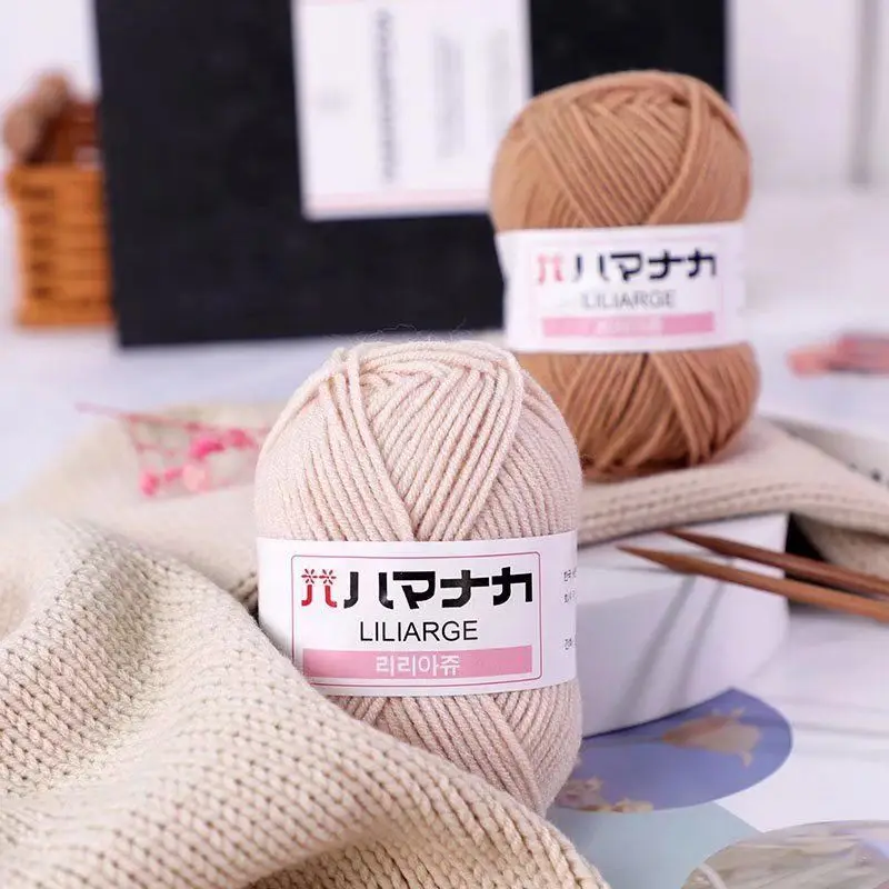 25G Milk Sweet Soft Baby Cotton Knitting Wool Thick Fiber Yarn Velvet Hand Threads for Knitting Wool Crochet Yarn for DIY Sweate