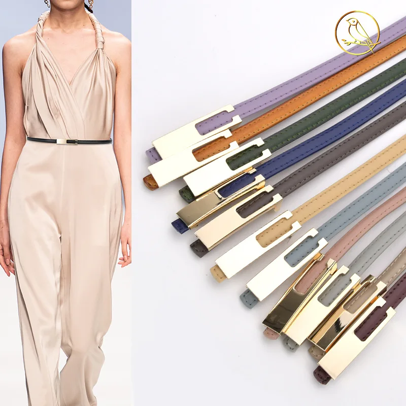 

Women's thin leather belt all-match dress decorative thin belt Korean style belt