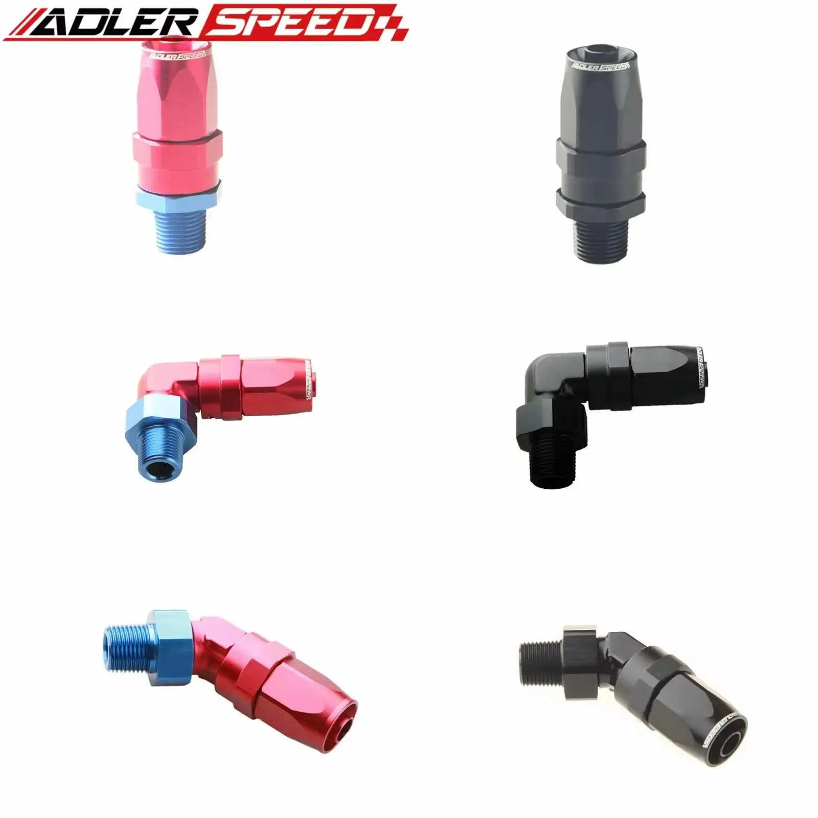 

ADLERSPEED -6 AN AN6 To 1/8 NPT Straight /45 Degree/90 Degree Swivel Hose End Fitting Adapter Aluminum