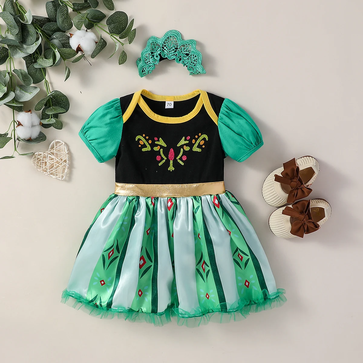 2024 Fashion 2PCS New Cute Baby Girls Princess Dress For Summer European and American style Clothes+Headband