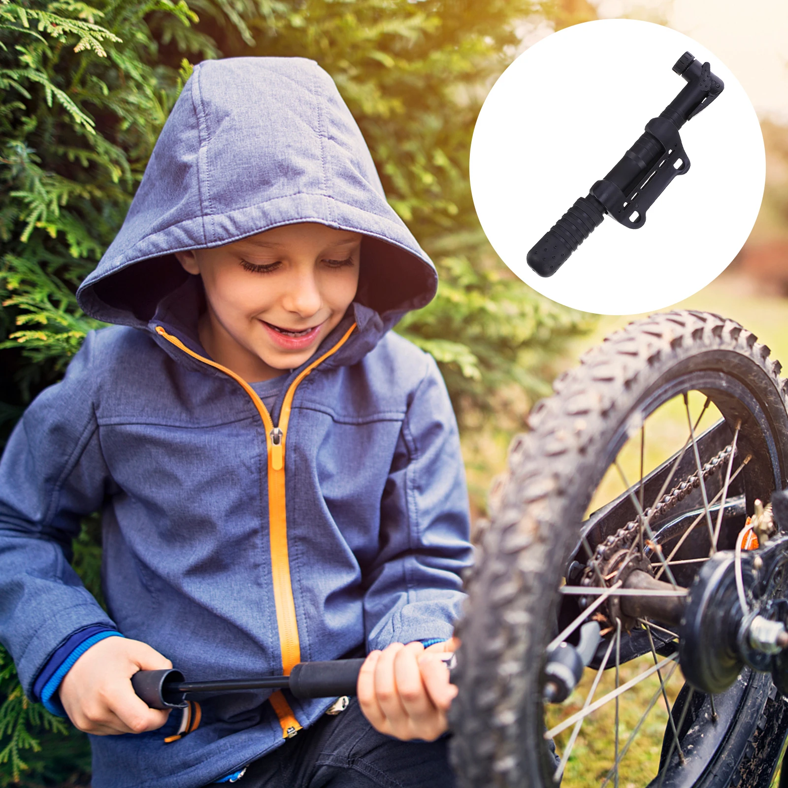 

Portable Bike Tires Inflator Mini Bicycle Compressor Extended Hose Lightweight Compact Tire Air Inflatable Pump Basketball Air