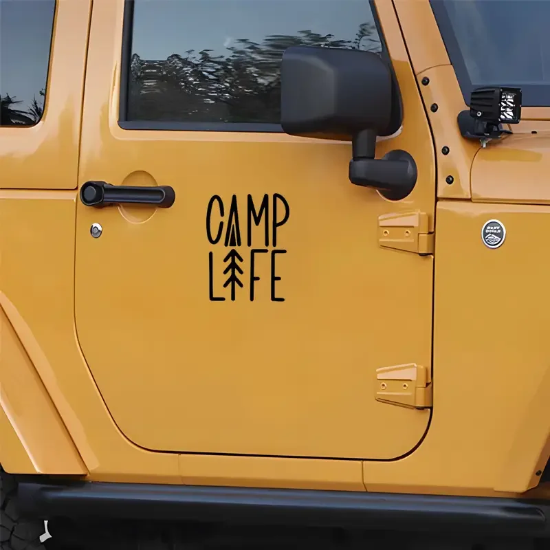 Camp Life Aufkleber für Reisen, Camping, Enthusiasten, Auto, Wohnmobil, dekorative Aufkleber, wasserfeste weiße Autoaufkleber