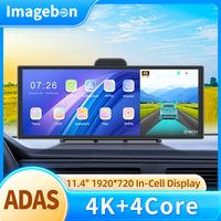 Imagebon 11.4″ 4K ADAS Dashcam Wireless CarPlay & Android Auto Dual Lens DVR WiFi GPS Navigation Night Vision Video Recorder