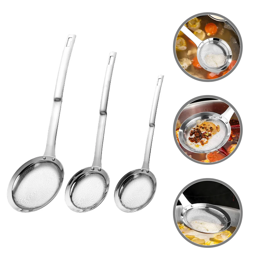 

3 Pcs Juice Residue Filter Stainless Steel Food Strainer Mesh to Bake Screen Flour Sieve 304 Cooking Soup