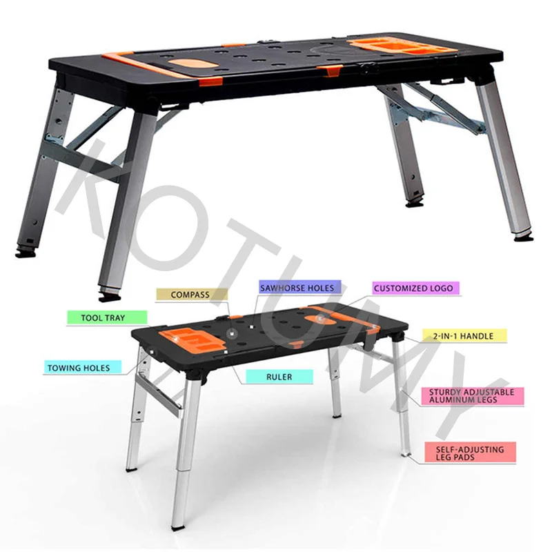 Potable Multifunctional workbench horse stool stainless steel console trolley scaffolding mobile platform ladder