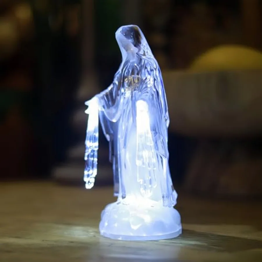Clear Acrylic Virgin Mary Figurine Statue LED Lighted Our Lady of Fatima Statue Blessed Mother Statues