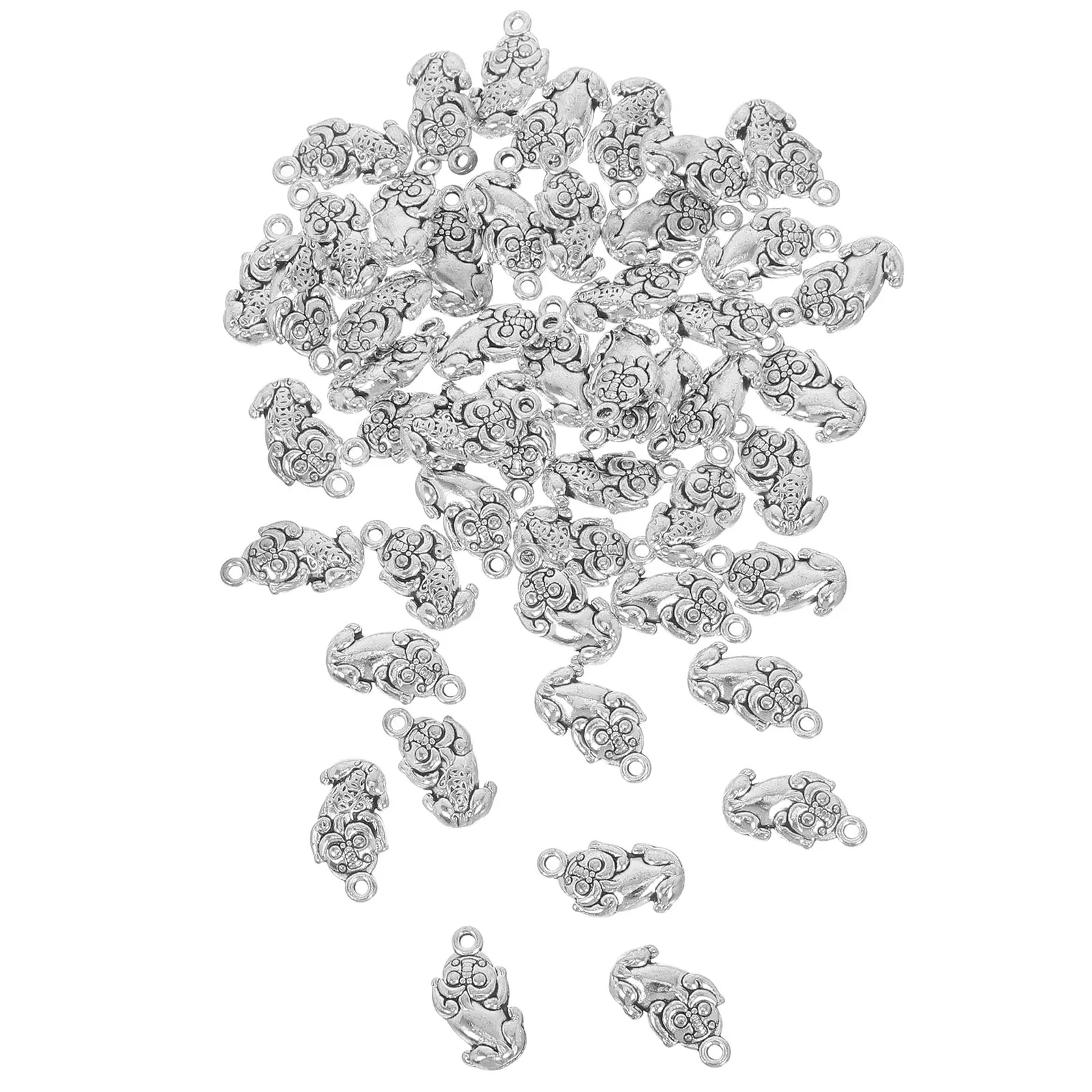 

50pcs Alloy Pi Yao Pendant Double-Sided Feng Shui Wealth Charm Diy Jewelry Necklace Bracelet Accessory Lucky Vintage Pendants
