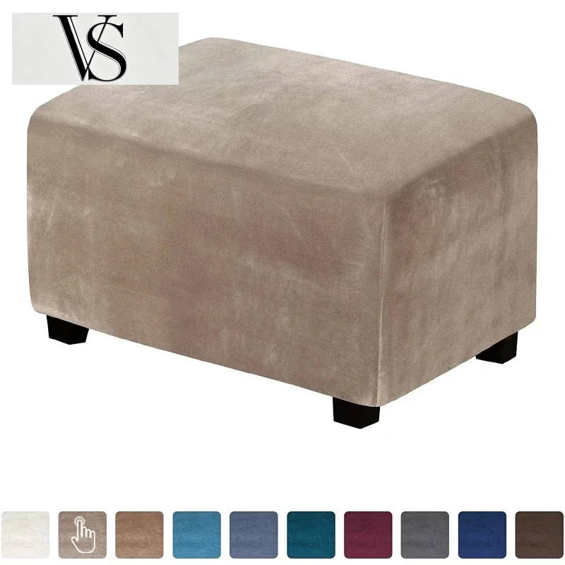 Elastic Footstool Square Slipcover Sofa Chair Footrest Covers Furniture Protector Rectangle Velvet Ottoman Stool Cover