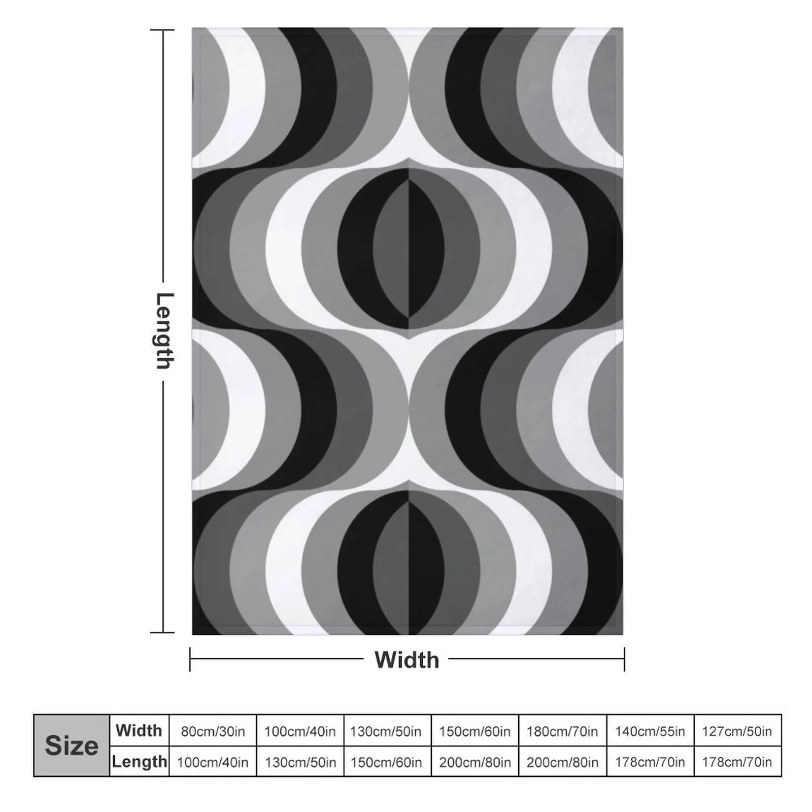 Large Seventies zigzag black and white waves Throw Blanket Decoratives for babies For Baby Thermal Blankets