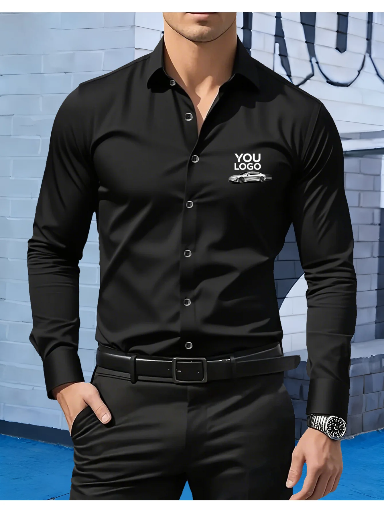 

Men'S High-End Custom Long Sleeved Shirt | Fashionable Personalized Custom Logo, Picture Text, Elegant Custom Logo Button Up, C