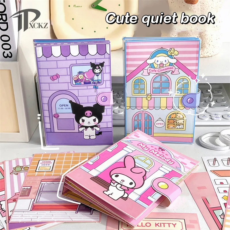 

Sanrio Anime Kawaii My Melody Cinnamoroll Pochacco Kuromi Hello Kitty Sticker Games Quiet Book DIY Material Pack For Kids Gift