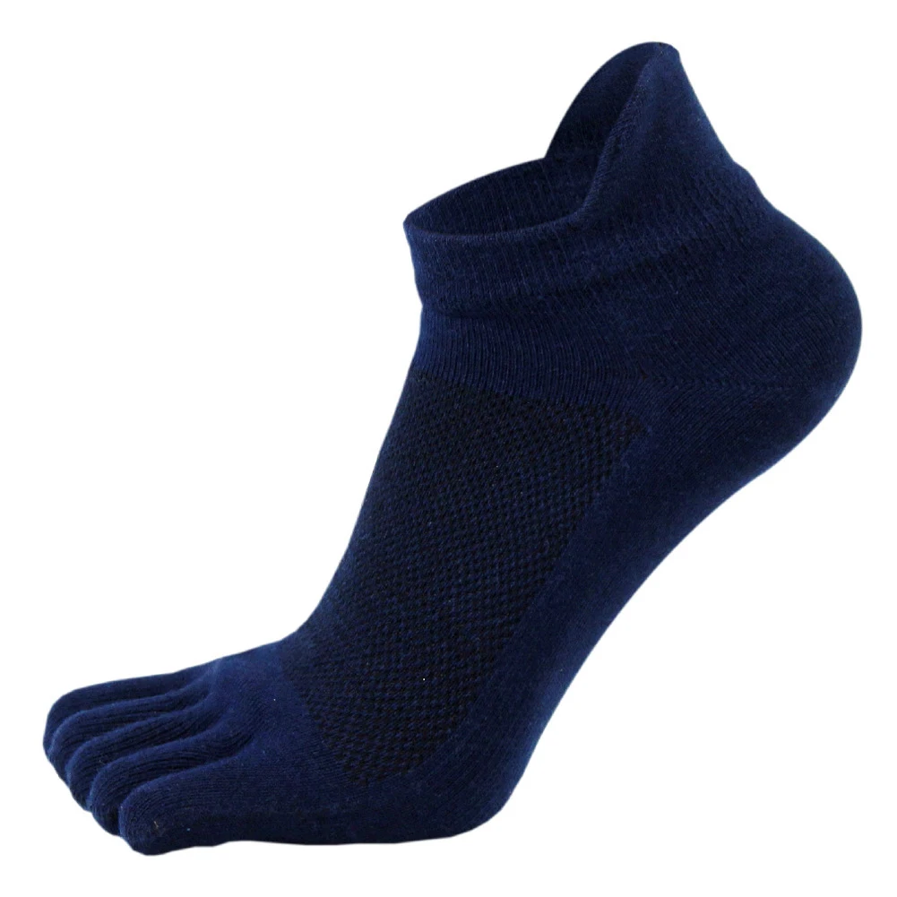 Chaussettes en coton respirant à cinq doigts pour hommes, chaussettes de sport décontractées, coupe basse, absorption de la sueur, chaussettes