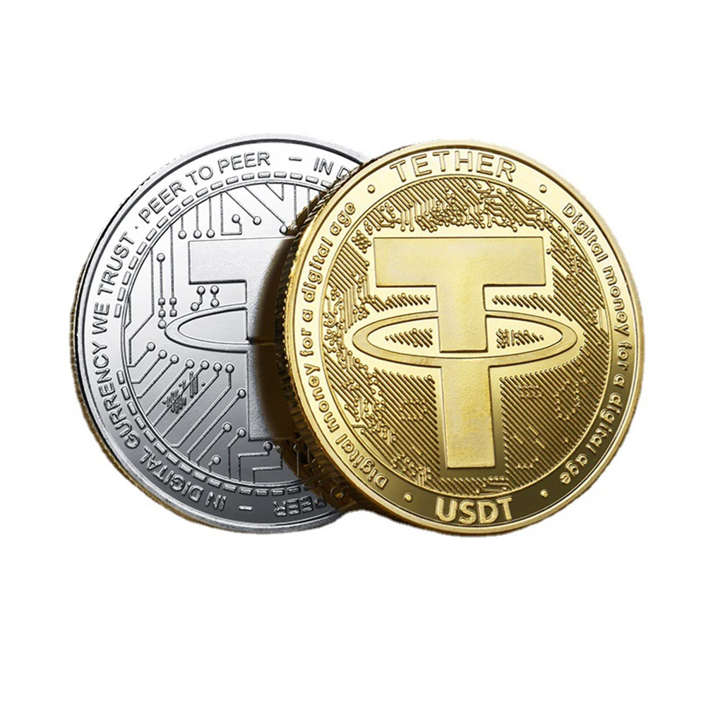 USDT العملة المشفرة العملة المادية حبل الفن تحصيل مطلية بالذهب عملة مشفرة تذكارية تزيين هدية عملة تذكارية