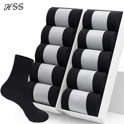 HSS 10Pairs Men‘s Socks Cotton Casual Business Middle Black Breathable Male Crew Socks Summer Winter Dress Gifts Socks Size38-45