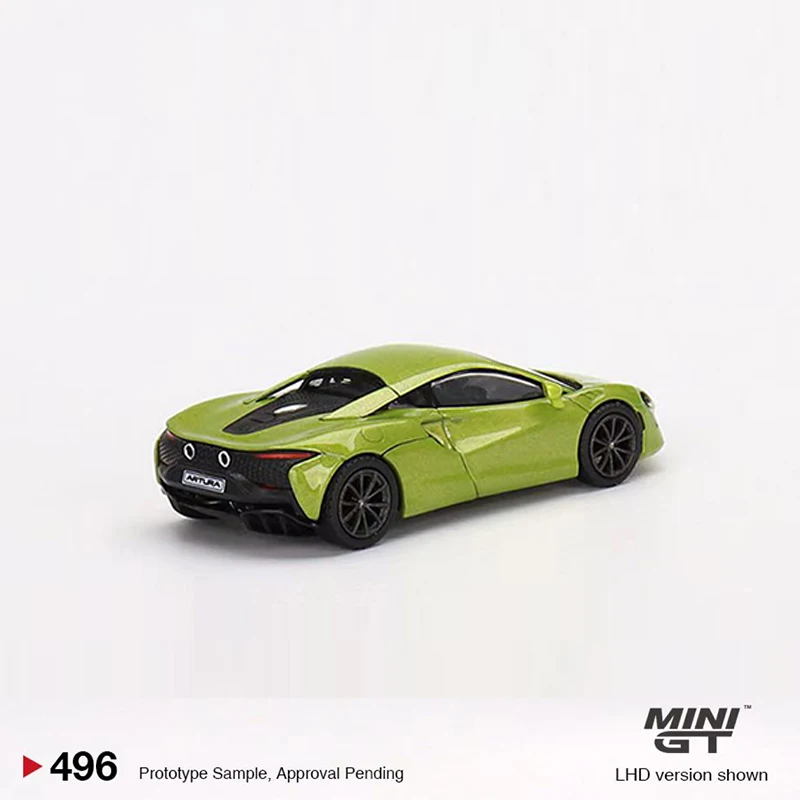 MINIGT-modelo de veículo esportivo fundido, coleção de carros de liga, verde LHD, 1:64, #496