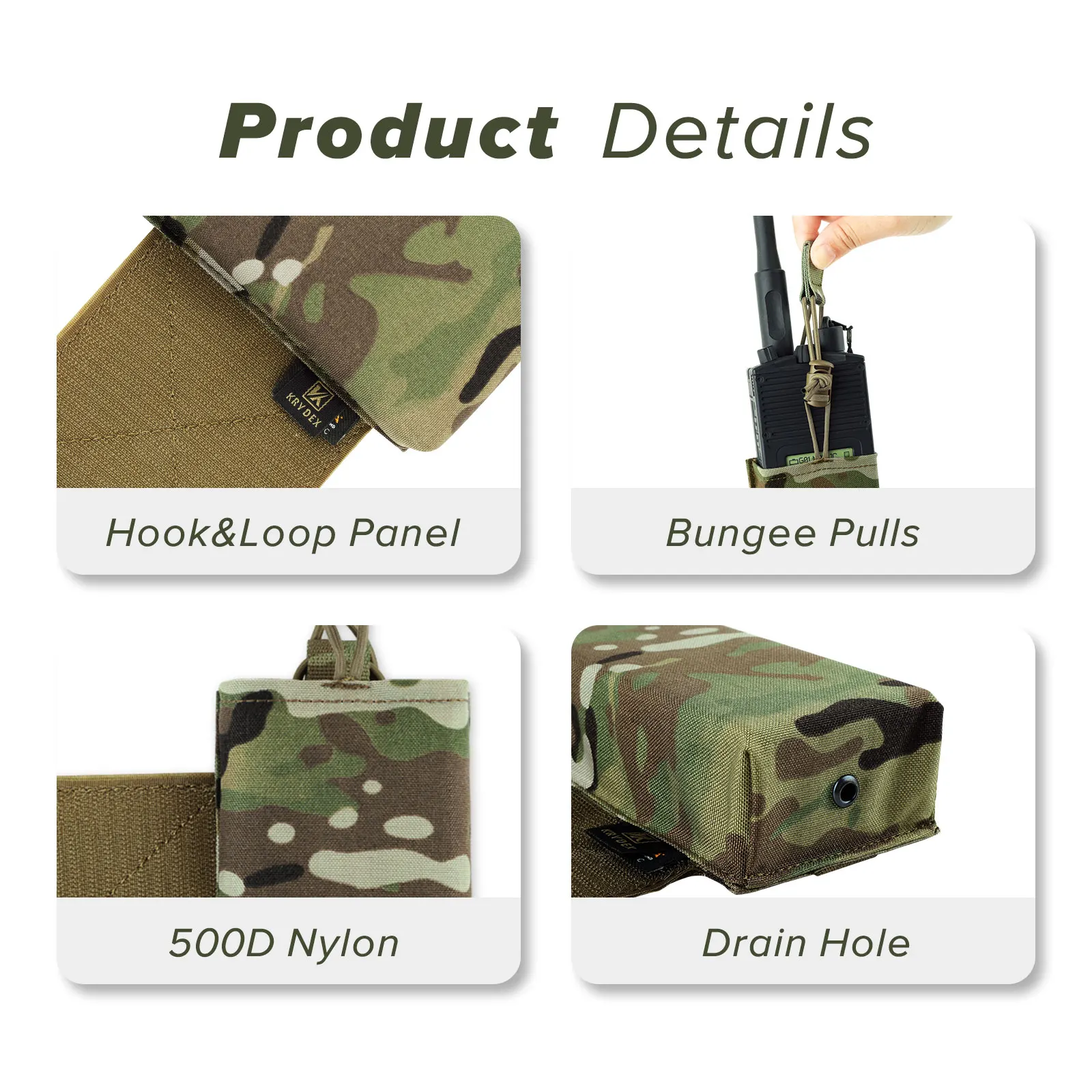 KRYDEX 2Pcs Tactical Radio Pouch Cummerbund Side Magazine Holster Multi-functional Pouch for Chest Rig Plate Carrier Vest