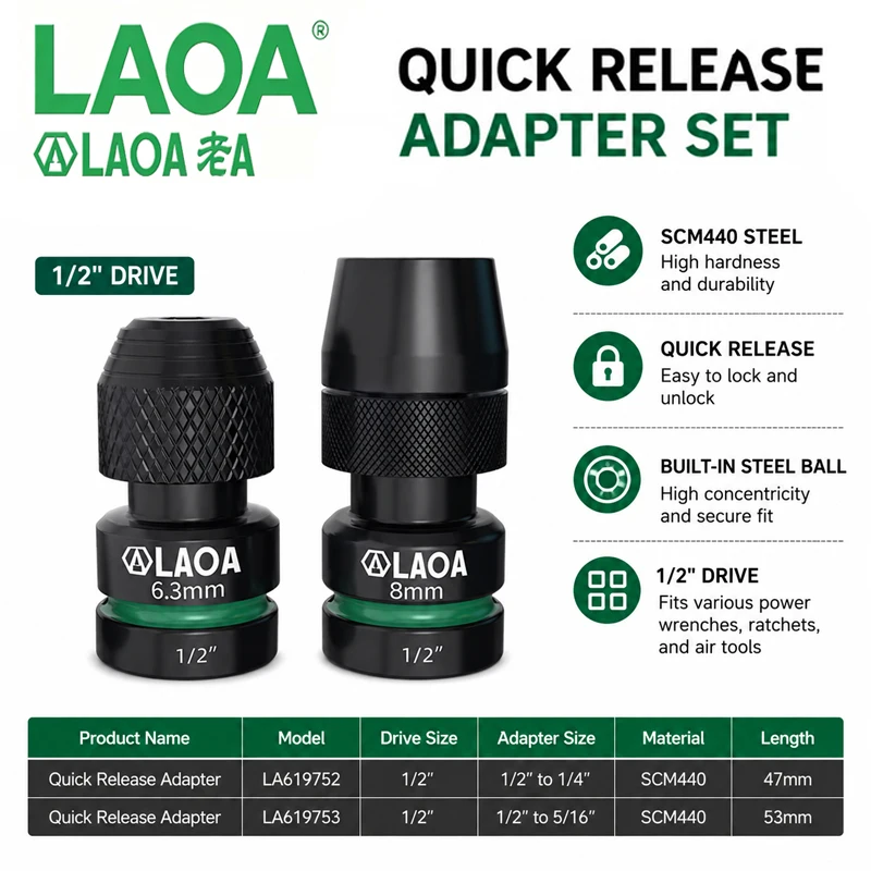 LAOA Quick‑Release Spring Sleeve Adapter, 1/2