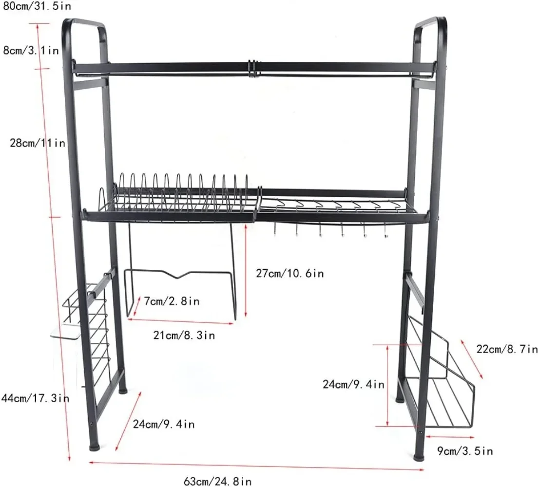 Kitchen Storage Rack Large Stainless Steel Utensil Holder Dish Drainer, Shelf Counter Space Save, Drain Rack