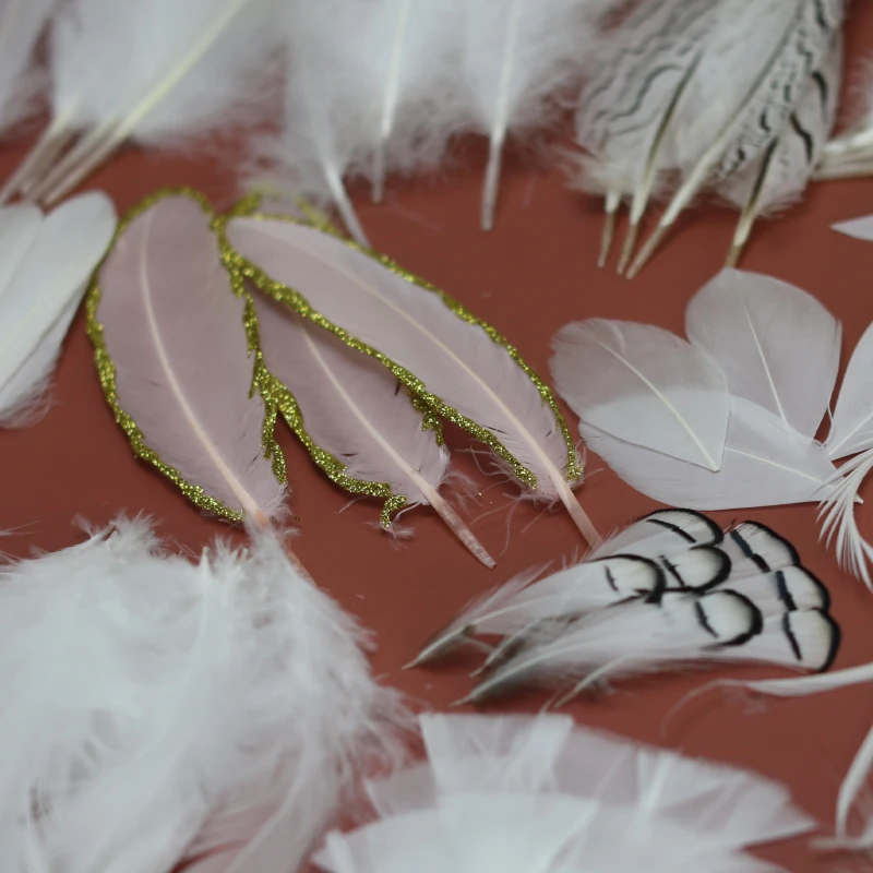 White Feathers for Crafts DIY Headdress Handicraft Accessories Stage Props Goose Ostrich Plumes Wedding Home Decoration