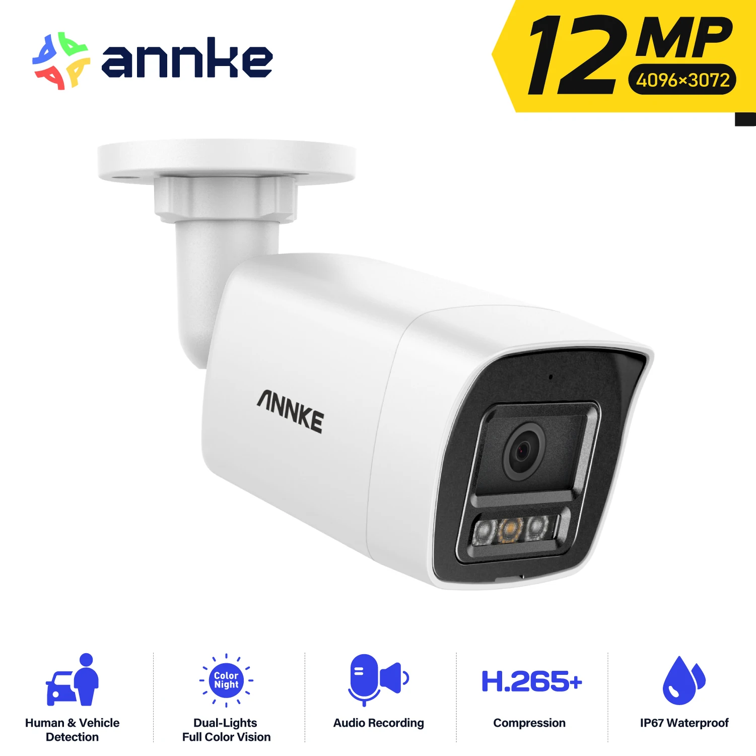 ANNKE 12MP PoE IP Camera Smart Dual Light Protection Security Camera Motion Detection H.265+ 2-way Audio Surveillance Cameras