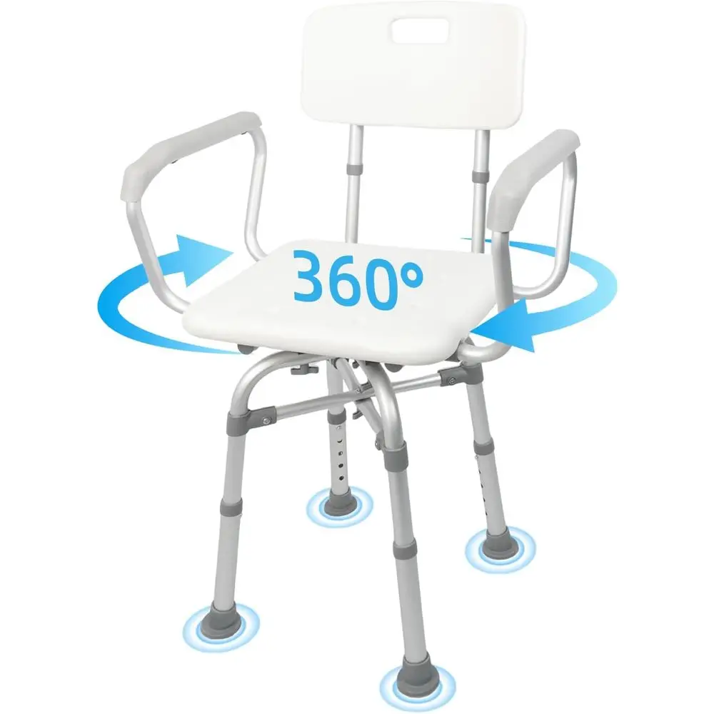 

Сверхмощное поворотное сиденье для душа объемом 300 фунтов с регулируемыми подлокотниками, поддержкой спины и 360° ° Вращение для взрослых пожилых и инвалидов