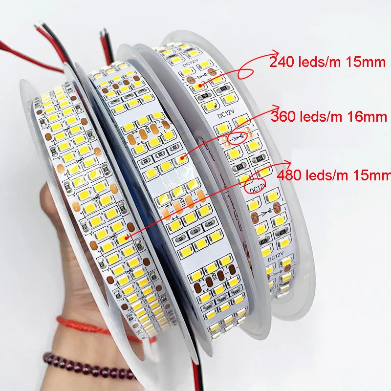 5m LED Double Row Flexible Strip 4mm 5mm 8mm 15mm 3000k Natural White 4000k 6000k 120 leds/m 240 leds/m 360 leds/m 480 leds/m