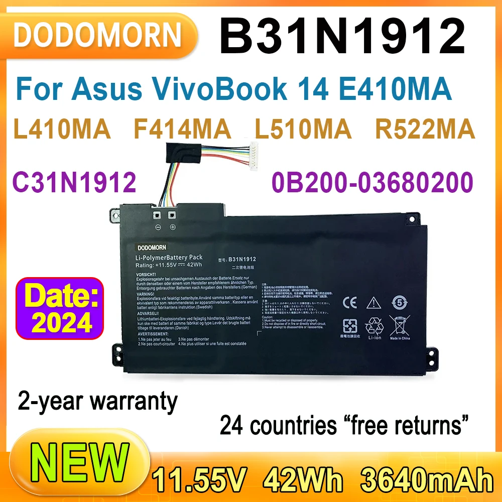 

NEW B31N1912 Laptop Battery For ASUS VivoBook 14 E410MA-EK018TS EK026TS BV162T F414MA E510MA EK017TS L410MA 42WH High Quality