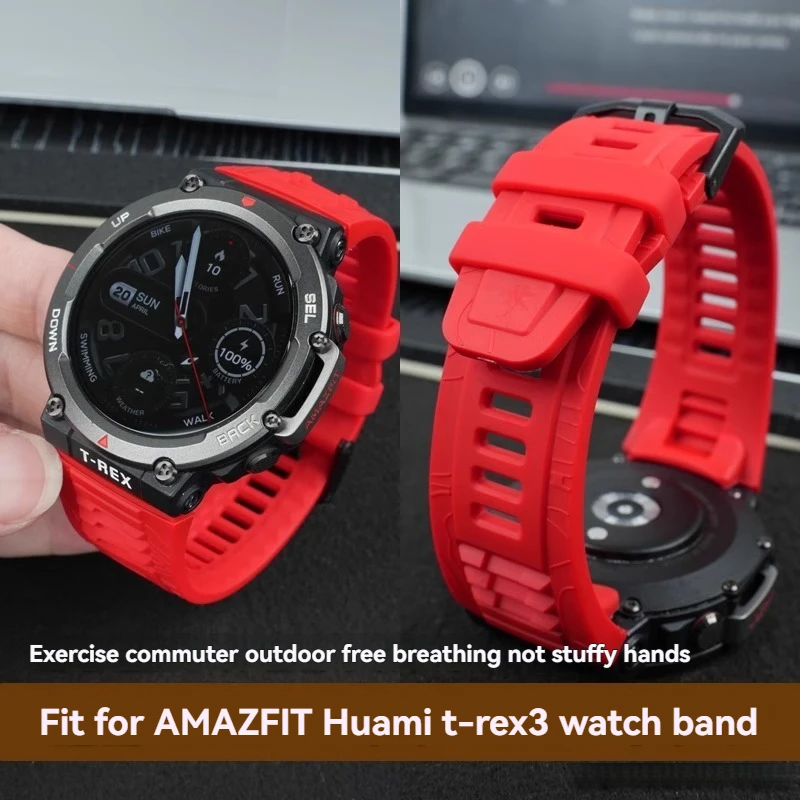 Outdoor Sports Silicone Watch Strap for AMAZFIT Huami T-Rex 3 Smart Watchband Rex 3rd Generation Men's Waterproof Band Bracelet