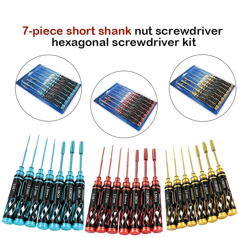 7 pieces of Trxs Trx4m axial Scx24 Fms Fcx24 1/18 1/24 Rc small tracked vehicle nut screwdriver hexagonal screwdriver tool kit