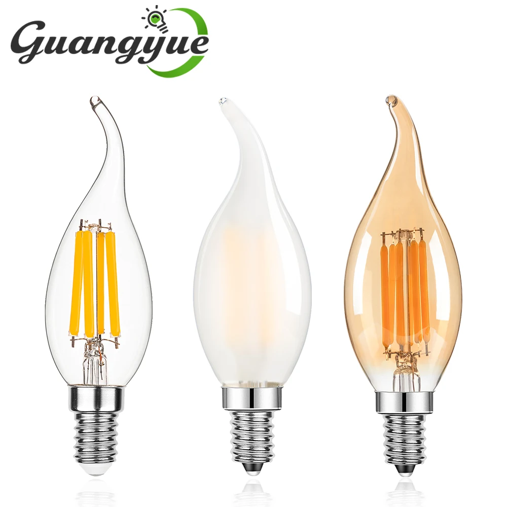 

2PCS Led Dimmable Candle Light C35 E14 6.5W Replacement Filament Bulbs Lamp 806LM Warm White Lights For Chandelier Lighting