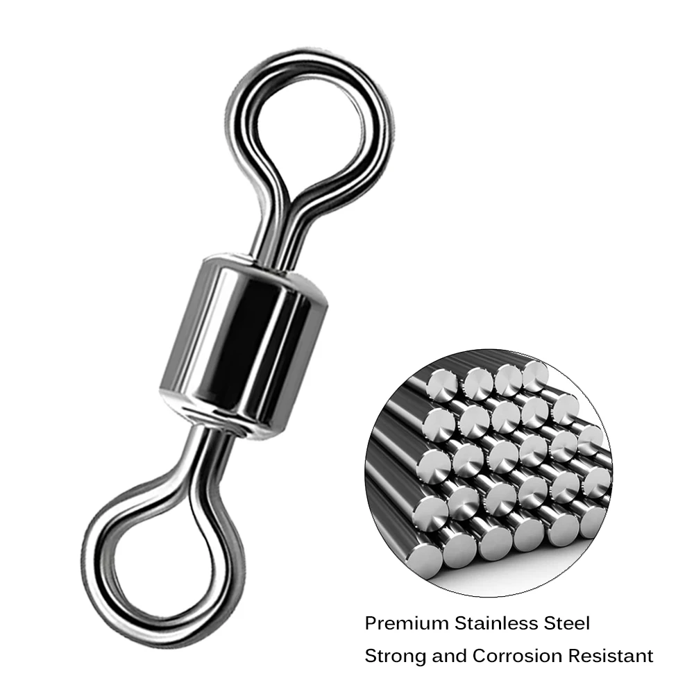100Pcs Edelstahl Lager Roll Stecker Drehen Barrel Swivel Tackle Box Locken Linie Verbinden Werkzeug Set Angeln Zubehör – Detail 6