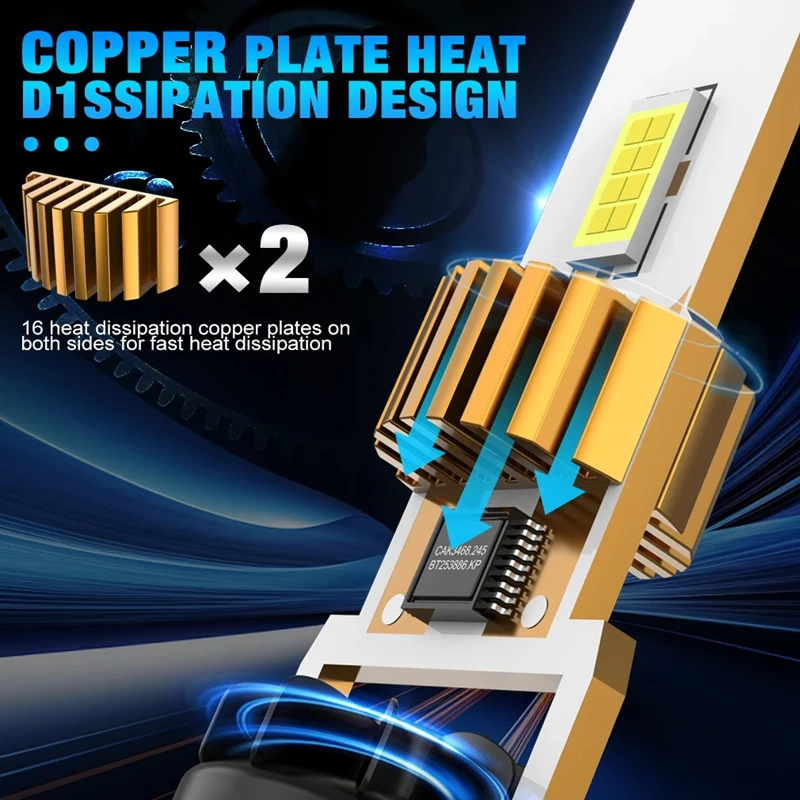 H7 LED المصباح CANBUS 30000LM 7035 CSP رقائق 1:1 حجم صغير التوصيل والتشغيل مصباح تلقائي 6000K اللاسلكية توربو الضباب الخفيف مع مروحة