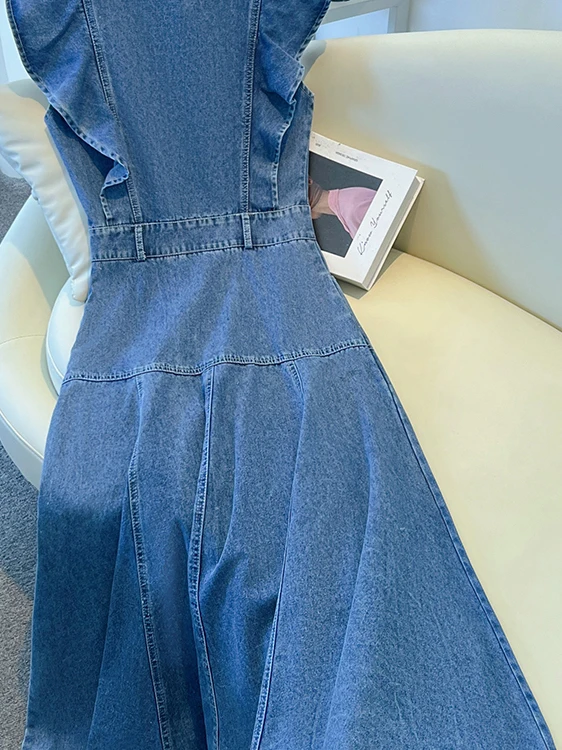 plus Size Midi Denim Dress Women Summer New Slimming Fly Sleeve Overalls High Waist A-Line Skirt Style Casual Daily Wear - AliExpress 200000345 plus Size Midi Denim Dress Women Summer New Slimming Fly Sleeve Overalls High Waist A-Line Skirt Style Casual Daily Wear - AliExpress 200000345