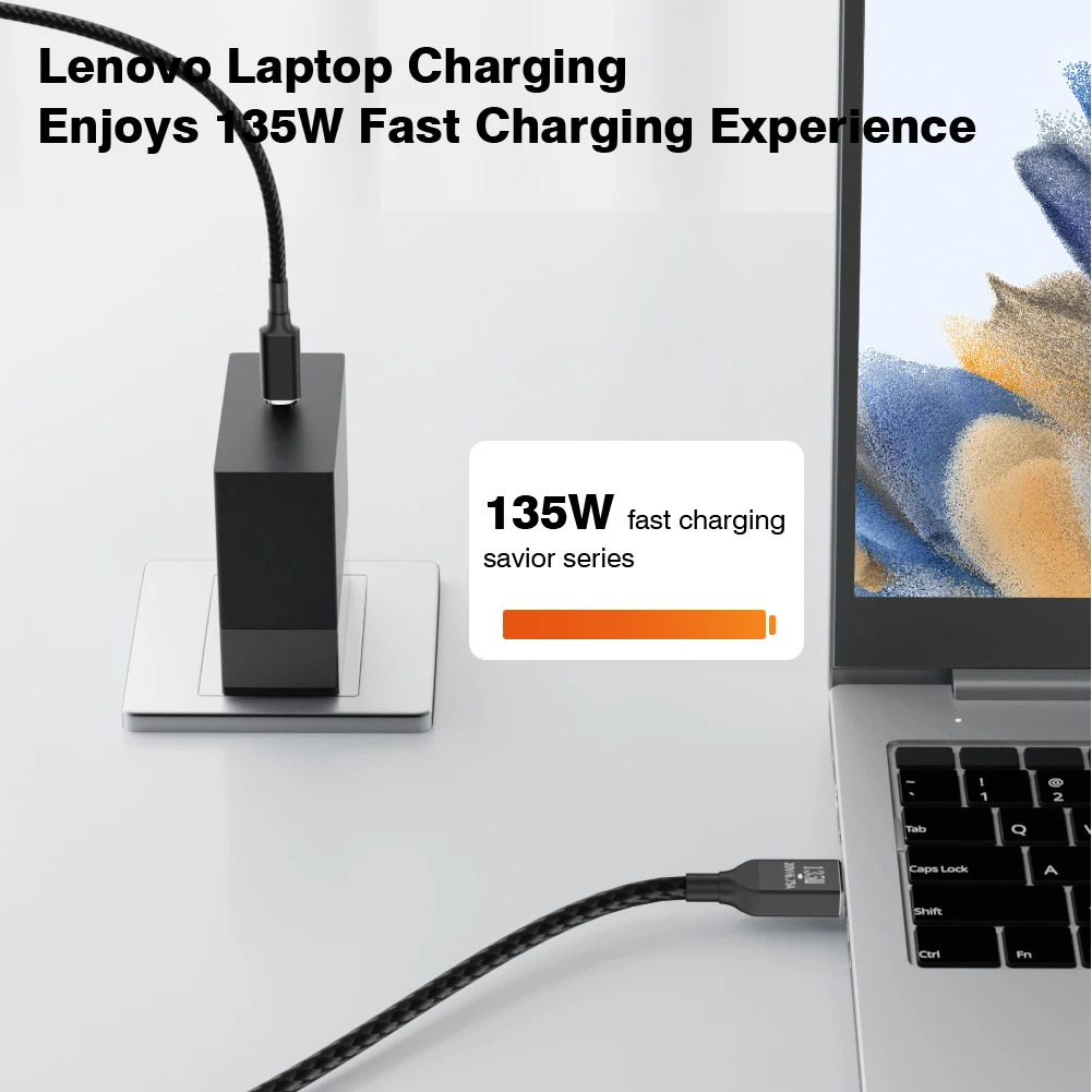 135W USB C to Laptop Power Cable Type C to Slim Tip Square Cable For Lenovo Think Pad Yoga 11 12 Ideapad T470s ThinkPad X1